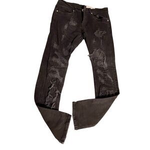 FWRD Denim Washed Up Men’s Jet Black Distressed Slim Fit Jeans